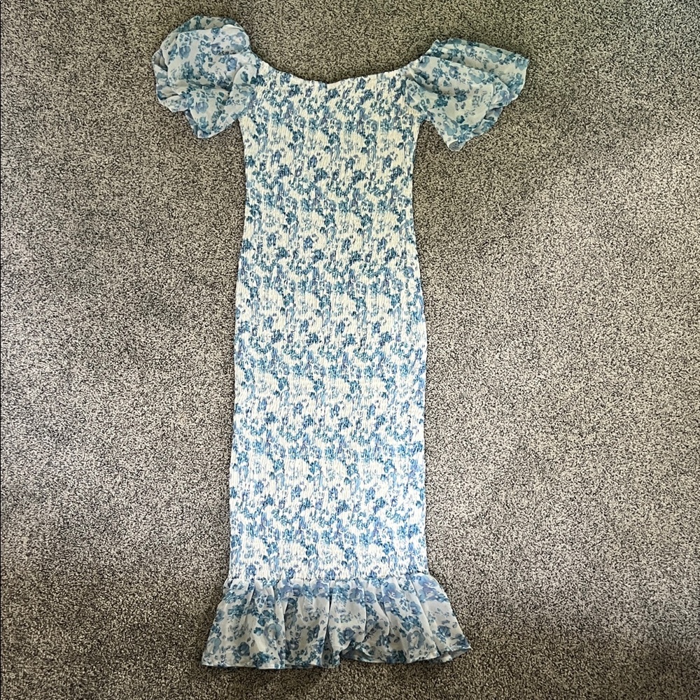 Hello Molly Blue Floral Smocked Dress
